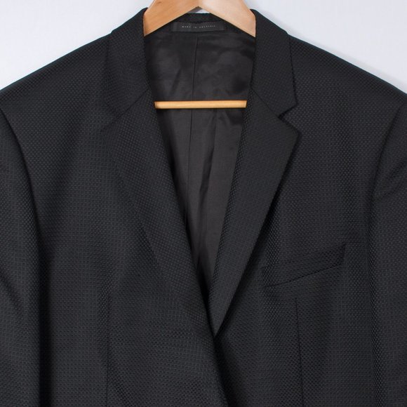 [SOLD] Hugo Boss Men's Sport Coat 44R Black Textured Wool - Picture 2 of 7